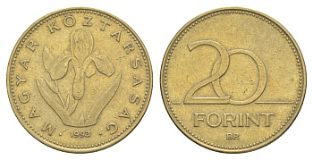 Венгрия 20 форинтов 1993 KM 696 никель латунь 4633-531