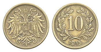 Австрия 10 геллеров 1915 Франц Иосиф I (1848-1916) KM 2822 медь цинк никель 4613-248