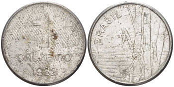 Бразилия 1 крузейро 1982 сахарный тростник KM 590 нержавеющая сталь 51-2136