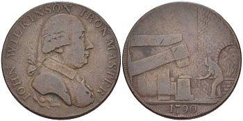 Великобритания 1/2 пенни 1790 Уорикшир - Уилкинсон Dalton & Hamer 387, Atkins 266 бронза 272-1643