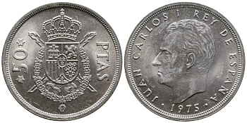 Испания 50 песет 1975 (76) Хуан Карлос I (1975-2014) KM 809 медно-никель 4680-111