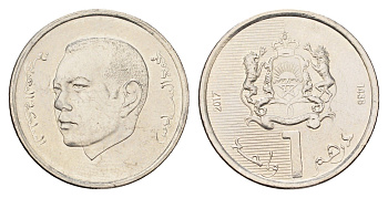 Марокко 1 дирхам 2017 Y 139 сталь плакированная никелем UNC 216-954