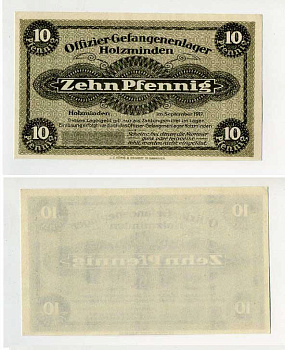 Германия 10 пфеннигов 1917 Хольцминден (Брауншвейг), лагерь военнопленных офицеров C-3131, Tieste 385.03 бумага UNC (пресс) 504-67-1-1