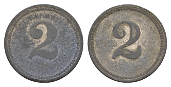 Германия игровой жетон в 2 марки диаметр 21 мм, вес 2,4 гр цинк 4655-659