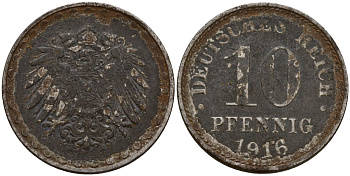 Германия 10 пфеннигов 1916 KM 20, J. 298 железо 4187-1026