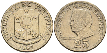 Филиппины 25 сентимо 1967 Хуан Луна KM 199 медь цинк никель    4595-952