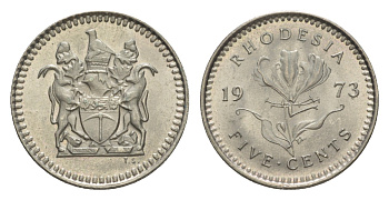 Родезия 5 центов 1973  KM 12 медно-никель  UNC  4640-916