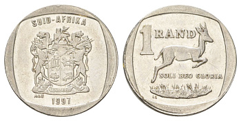 ЮАР 1 ранд 1997 KM 164 медь плакированная никелем aUNC 4627-326