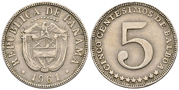 Панама 5 сентесимо 1961 KM 23.1 медно-никель 60-1146