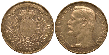 Монако 100 франков 1896 Альберт I KM 105 золото 00-000-00