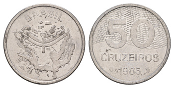 Бразилия 50 крузейро 1985 KM 594.2 нержавеющая сталь 4657-123