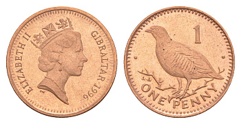 Гибралтар 1 пенни 1996 KM 20a сталь плакированная медью UNC 4115-161