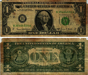 США 1 доллар 1969 D, БЛОК 2, БУКВА В, НЬЮ ЙОРК, ДЖОРДЖ ВАШИНГТОН Pick 449е бумага 7484-11-2