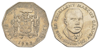 Ямайка 50 центов 1987 Маркус Гаврей (1887-1940) KM 65 медно-никель 91-1121