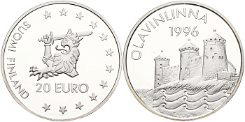 Финляндия 20 евро 1996 Крепость Олавинлинна серебро PROOF 11-236-23