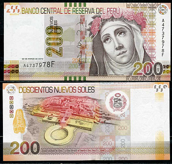 Перу 200 новых солей 2012 Святая Роза Лимская, руины Караль Pick 191  бумага  UNC (пресс) 451-603-3