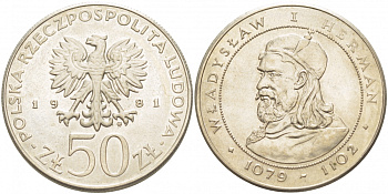 ПОЛЬША 50 ЗЛОТЫХ 1981 MW, СЕРИЯ ПОЛЬСКИЕ КОРОЛИ, ВЛАДИСЛАВ I ГЕРМАН (1079-1102) KM 128 медно-никель 4403-631
