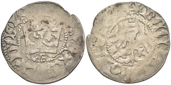 Польша 1/2 гроша (полугрош) 1403-1406 Владислав II Ягилло (1386-1434), под короной А, вес 1,06 гр. Gumowski 415, Kopicki 369 серебро 1517-533