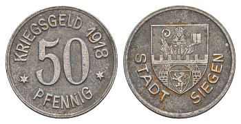 Зиген 50 пфеннигов 1918 Funck 497.5, Men18 29332.6 железо 4584-335