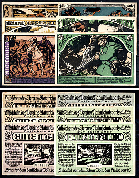 Штутгарт (Вюртемберг) полный набор из 6 нотгельдов (1/2 и 1 марка) 1921 Mehl Grabowski 1290 бумага UNC (пресс) 7556-53-4-1