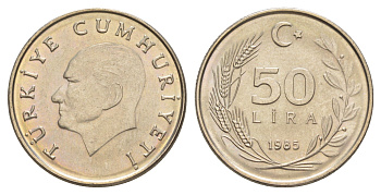 Турция 50 лир 1985 Кемаль Ататюрк KM 966 медь цинк никель UNC 4648-834