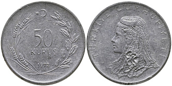 Турция 50 курушей 1972 Анатолийская невеста KM 899 нержавеющая сталь 4541-722