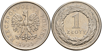Польша 1 злотый 1995 MW KM 282 медно-никель    4161-1044