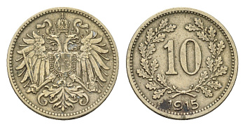 Австрия 10 геллеров 1915 Франц Иосиф I (1848-1916) KM 2822 медь цинк никель 4685-1145