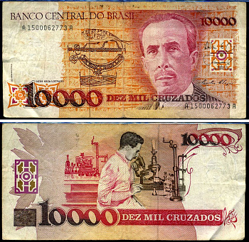 Бразилия 10000 крузейро 1980 Центральный банк Бразилии, Карлус Шагас Pick 215 бумага 7148-35-2-1