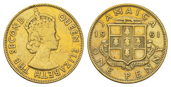 Ямайка 1 пенни 1961 KM 37 никель латунь 4628-714