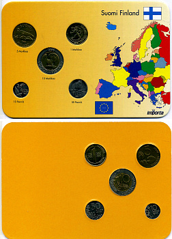 Финляндия набор из 5 монет 1993-1999 в картонном буклете 1-6-4-59