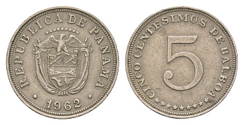 Панама 5 сентесимо 1962 KM 23.2 медно-никель 4655-855