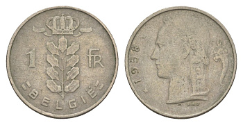 Бельгия 1 франк 1958 Belgie, Бодуэн I (1951-1993) KM 143 медно-никель 4632-553