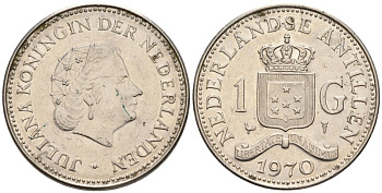 Нидерландские Антилы 1 гульден 1970 Юлиана (1948-1980) KM 12 никель 81-132