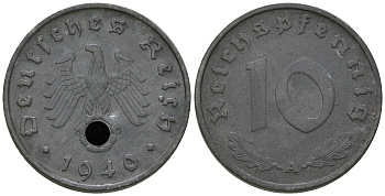 Германия 10 рейхспфеннигов 1940 A KM 101, J. 371 цинк    4589-841