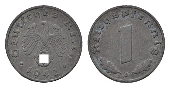 Германия 1 рейхспфенниг 1942 J KM 97, J. 369 цинк 4684-227