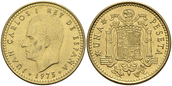 Испания 1 песета 1975 (78) Хуан Карлос I (1975-2014) KM 806 алюминиевая бронза 4155-432