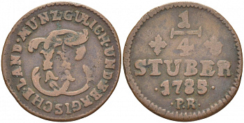 Юлих-Берг 1/4 штюбера 1785 PR KM 205 медь 77-127