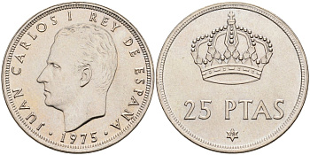 Испания 25 песет 1975 (78) Хуан Карлос I (1975-2014) KM 808 медно-никель UNC 4583-1116