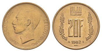 Люксембург 20 франков 1982 Герцог Жан (1964-1999) KM 58 алюминиевая бронза UNC 4641-1117