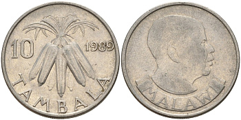Малави 10 тамбал 1989 KM 10a сталь плакированная никелем 4141-743
