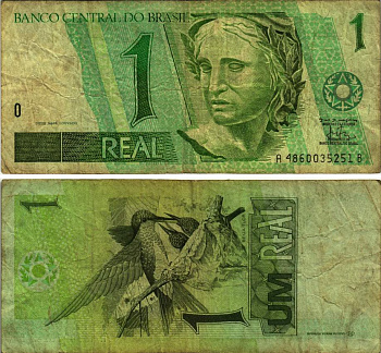 БРАЗИЛИЯ 1 РЕАЛ 1997- СЕРИЯ А4860035251B, ПОДПИСЬ 38 Pick 243Аb бумага 8615-30-1-1