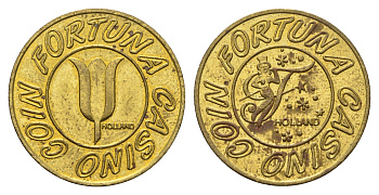 Нидерланды жетон казино - Fortuna Casino диаметр 24 мм, вес 6,8 гр латунь 210-116