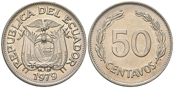 Эквадор 50 сентаво 1979 KM 81 сталь плакированная никелем aUNC 4448-1057