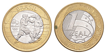 Бразилия 1 реал 2016 XXXI летние Олимпийские Игры, Рио-де-Жанейро 2016 - Бокс KM 724 биметалл UNC 4646-157
