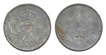 Дания 1 эре 1971 C; S, Фредерик IX (1947-1972) KM 839 цинк 4651-454