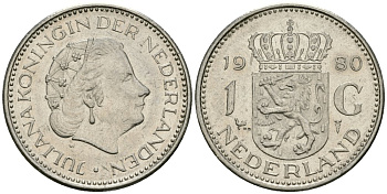 Нидерланды 1 гульден 1980 Юлиана (1948-1980) KM 184a никель 4579-552