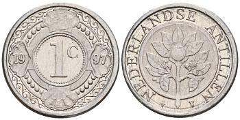 Нидерландские Антилы 1 цент 1997 Беатрикс (1980-2013) KM 32 алюминий 4174-762