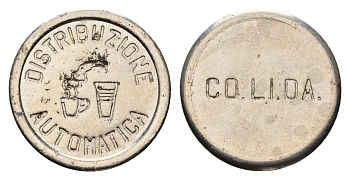 Италия жетон для выдачи напитков - кофе диаметр 22 мм, вес 5,6 гр нержавеющая сталь 4669-249