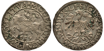 Польша 1/2 гроша (полугрош) 1559 Сигизмунд II Август (1544-1572), вес 1,15 гр. Saurma 5571 серебро 1516-1514